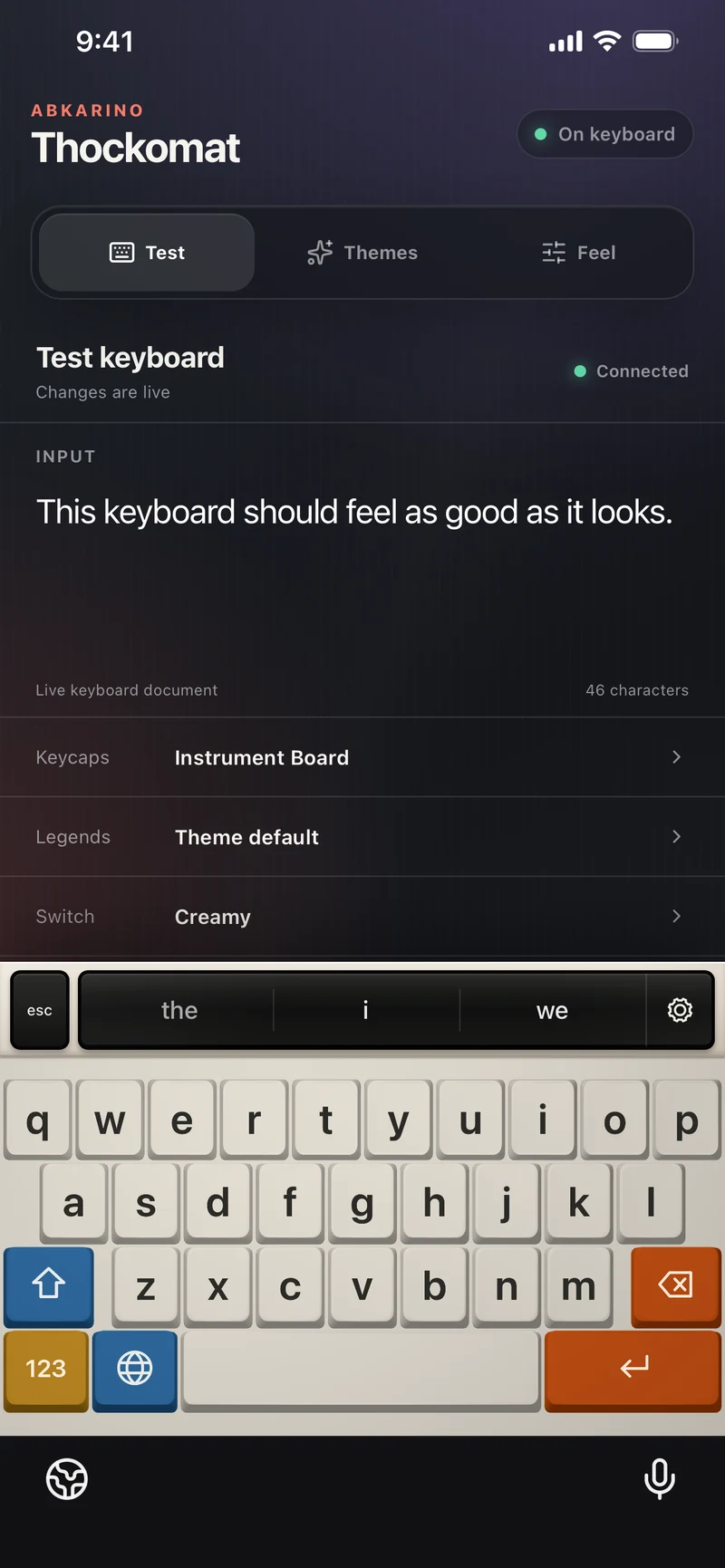 Thockomat’s ivory mechanical keyboard on iPhone